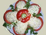салаты из рыбы и морепродуктов | салат из кальмаров с картофелем цветок - рецепт с фото