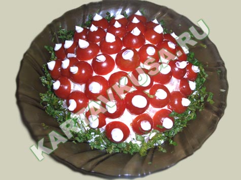 салат красная поляна из ветчины и сыра | рецепт с фото