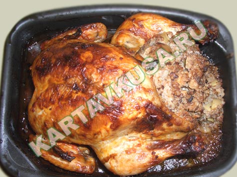 курица фаршированная гречкой | пошаговый фото-рецепт