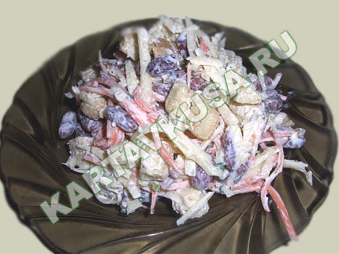 салат из фасоли с сухариками | рецепт с фото