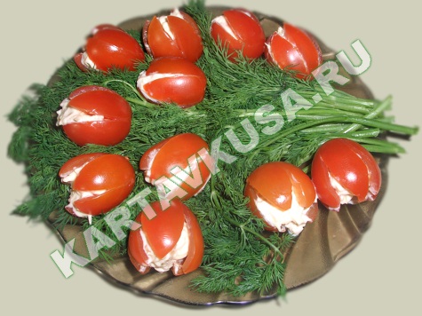 фаршированные помидоры тюльпаны | пошаговый фото-рецепт