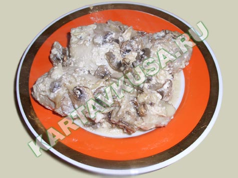курица тушеная с грибами | рецепт с фото