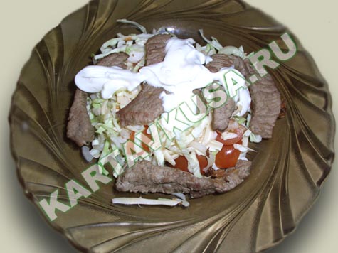 салат из жареной говядины с овощами | рецепт с фото