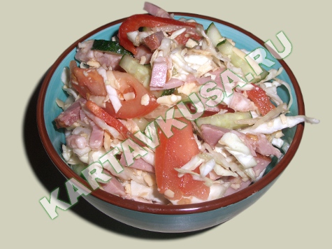 салат с ветчиной и сыром | пошаговый фото-рецепт