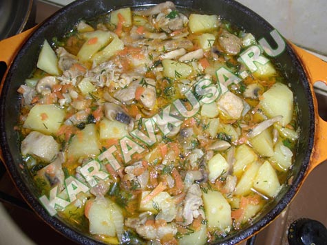 свинина с картошкой и грибами | рецепт с фото